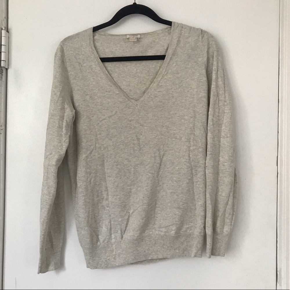 J. Crew Light Gray V-neck Sweater